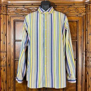 Ralph Lauren Polo Yellow Blue Pink Stripe Westerton 100% Cotton Button Down